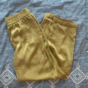 Gold silky crop pants
